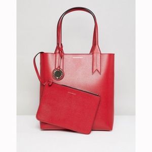 NWT Emporio Armani Red Tote Bag w/ Mini Clutch